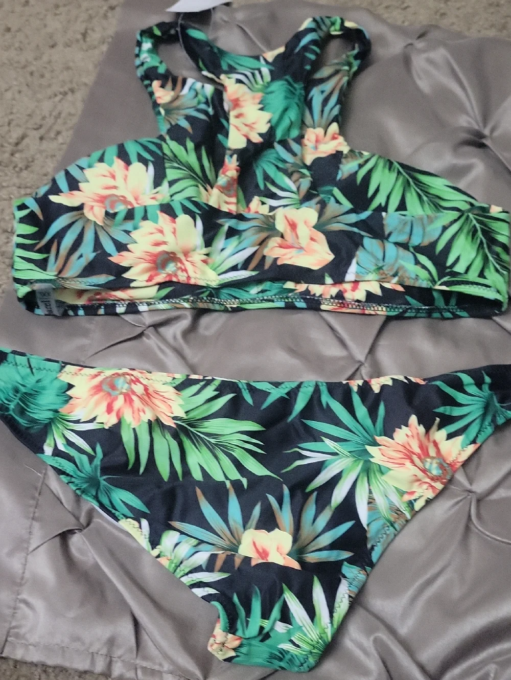 NWT Floral High-Neck Bikini Set